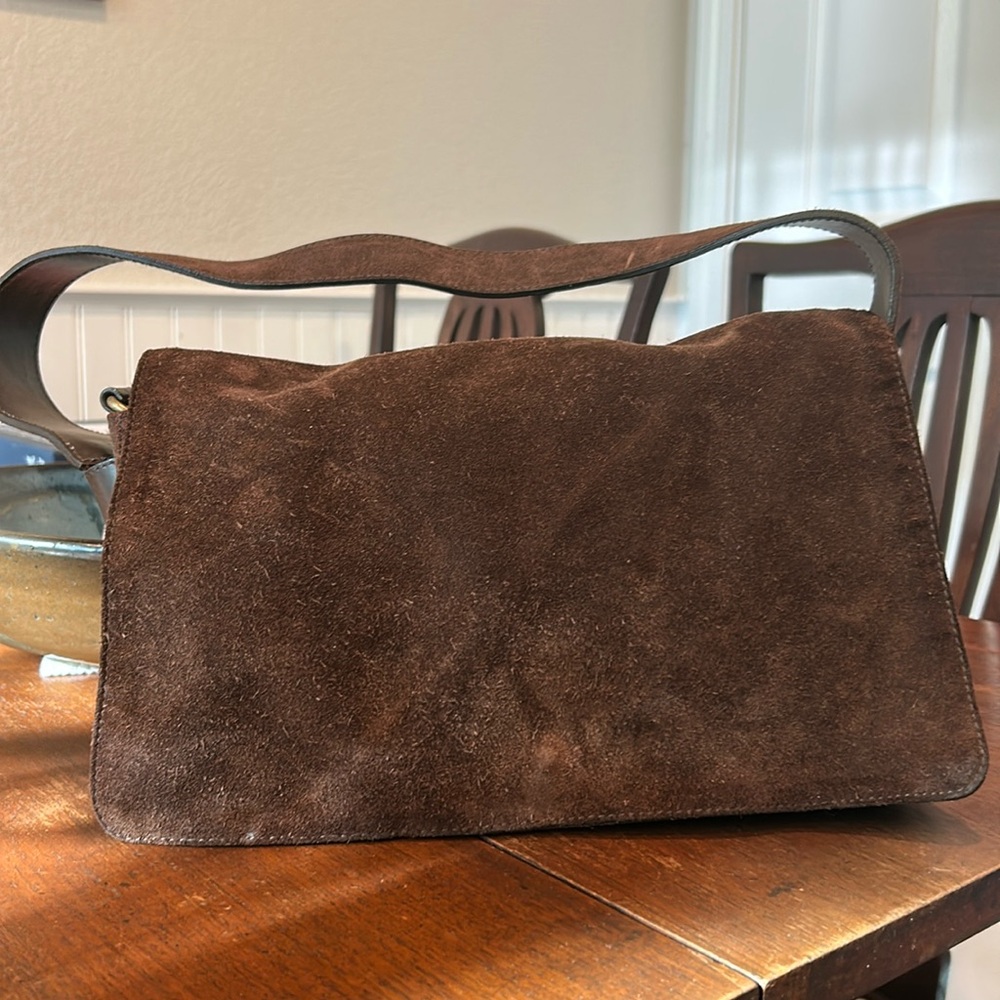 Furla Brown Suede Shoulder Bag